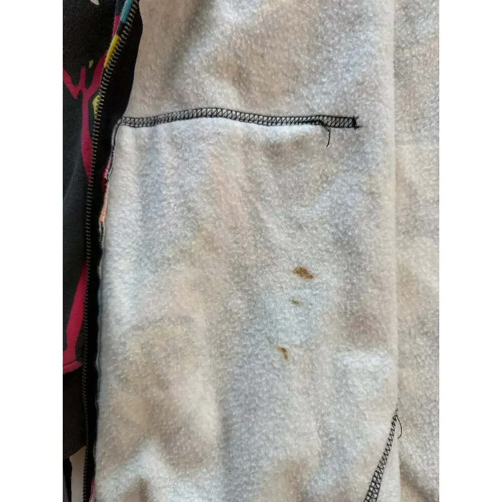 Volcom Big Monster Basic Zip Hoodie All Over Print Sherpa Lined XXL Skate Y2K - Picture 9 of 15